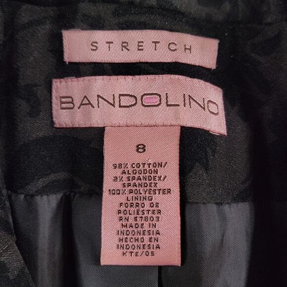 Bandolino Womens Blazer Jacket 8 Black Brown Floral Stretch Texture Peplum Crop - Picture 9 of 12